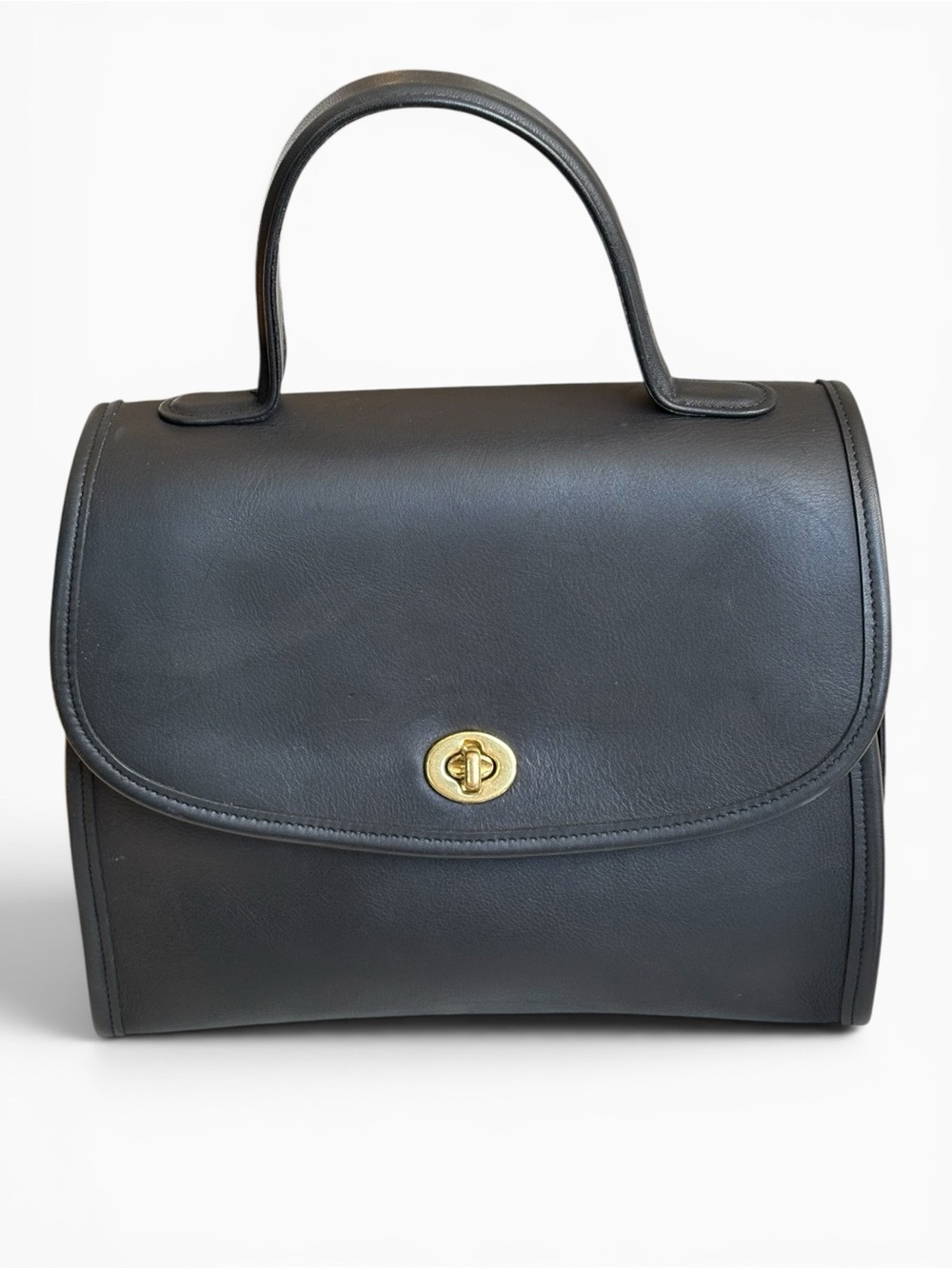 Vintage Coach Manor black leather top handle bag Model# 9977 no shoulder strap